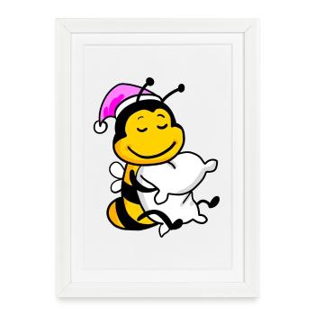 Bee Tired Sleep Off Sleeping Girl - Framed poster (27 × 37 cm) - white - Front