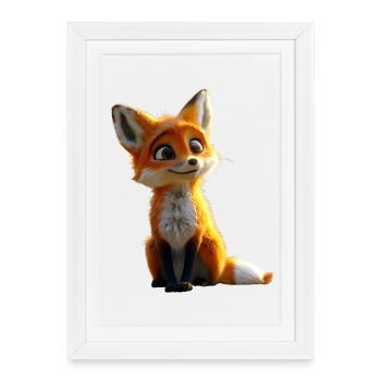 Renard J’aime les renards Renard roux Renard mignon sauvage - Affiche encadrée (27 × 37 cm) - blanc - Devant