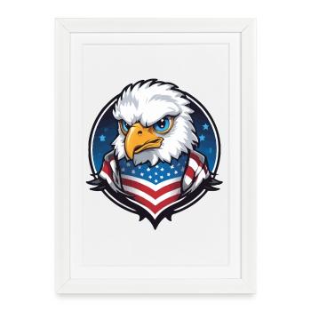 USA Aviator Eagle in Circle - Framed poster (27 × 37 cm) - white - Front