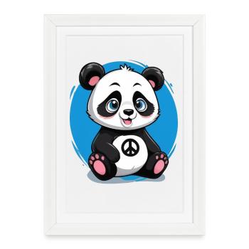 Panda mignon et pacifique - Affiche encadrée (27 × 37 cm) - blanc - Devant