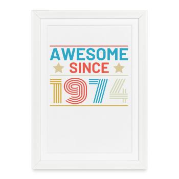 Anniversaire génial depuis 1974 Rétro - Affiche encadrée (27 × 37 cm) - blanc - Devant