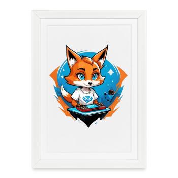 Gaming Foxie - Framed poster (27 × 37 cm) - white - Front