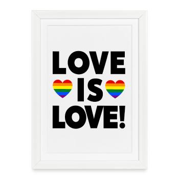 L’amour, c’est l’amour – LGBTQIA+ Pride Heart Design - Affiche encadrée (27 × 37 cm) - blanc - Devant