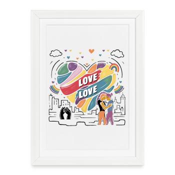 L’amour, c’est l’amour – LGBTQIA+ Pride Heart Design - Affiche encadrée (27 × 37 cm) - blanc - Devant