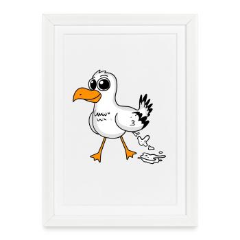 Seagull Funny Motif - Framed poster (27 × 37 cm) - white - Front