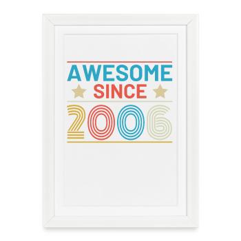 Vintage 2006 Anniversaire Style rétro Vintage - Affiche encadrée (27 × 37 cm) - blanc - Devant