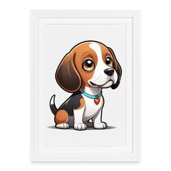 Chiot Beagle Heart - Affiche encadrée (27 × 37 cm) - blanc - Devant