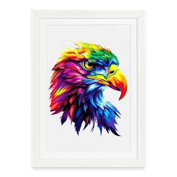Eagle Pop Art Bright Colors Golden Eagle White-tailed Eagle - Framed poster (27 × 37 cm) - white - Front