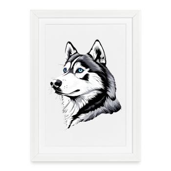 Husky Dogs Lover Amour des chiens Huskies de Sibérie - Affiche encadrée (27 × 37 cm) - blanc - Devant