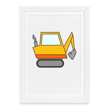 Excavator Construction Site Excavator Driver - Framed poster (27 × 37 cm) - white - Front