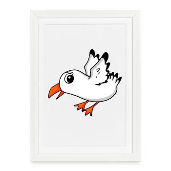 Seagull Bird - Framed poster (27 × 37 cm) - white - Front