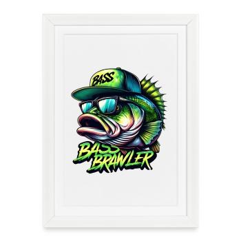 Bagarreur de bar rayé - Affiche encadrée (27 × 37 cm) - blanc - Devant