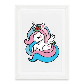 Licorne pastel - Affiche encadrée (27 × 37 cm) - blanc - Devant