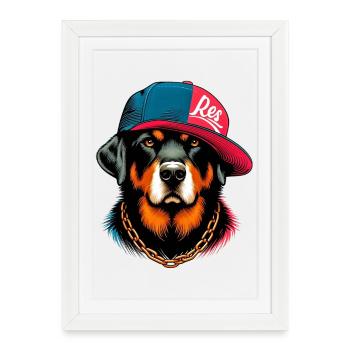Chien - Affiche encadrée (27 × 37 cm) - blanc - Devant