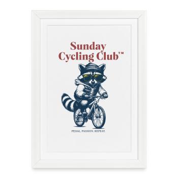 Club cycliste du dimanche Raton laveur - Affiche encadrée (27 × 37 cm) - blanc - Devant