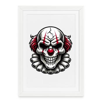 Evil Scary Clown Creepy Horror Skull Design - Framed poster (27 × 37 cm) - white - Front