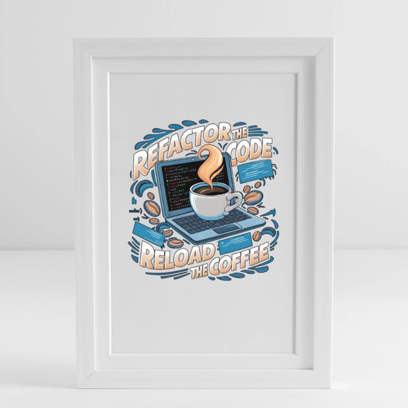 Les programmeurs génèrent du code à partir de café Affiche encadrée (27 × 37 cm)