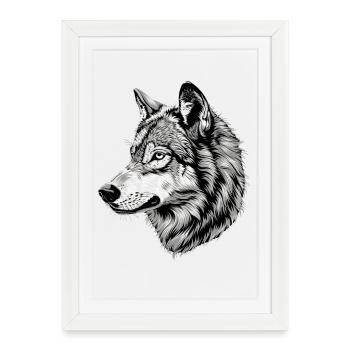 Wolf Motif Wolves Wolf Pack Gray Wolfhound Wolf - Framed poster (27 × 37 cm) - white - Front