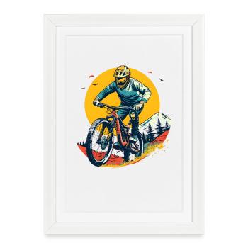 Illustration VTT - Affiche encadrée (27 × 37 cm) - blanc - Devant