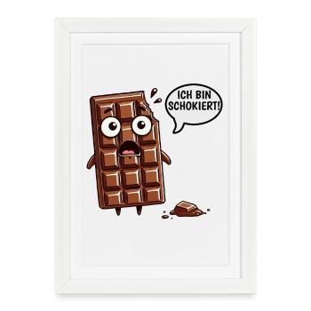 Je suis Schokiert Funny Chocolat allemand - Affiche encadrée (27 × 37 cm) - blanc - Devant