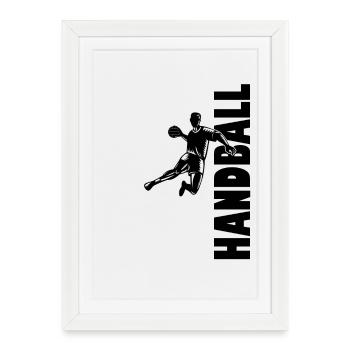 Handball Joueur Handball Ballon Handball Jeu de Handball - Affiche encadrée (27 × 37 cm) - blanc - Devant