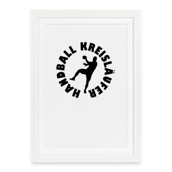 Handball Joueur Handball Ballon - Affiche encadrée (27 × 37 cm) - blanc - Devant