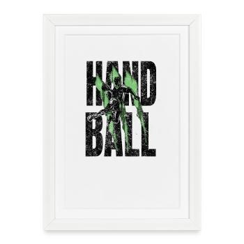 Joueur de handball Ballon de handball Jeu de handball - Affiche encadrée (27 × 37 cm) - blanc - Devant