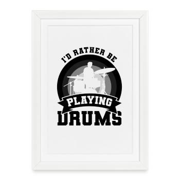 Blague sur le batteur - Affiche encadrée (27 × 37 cm) - blanc - Devant