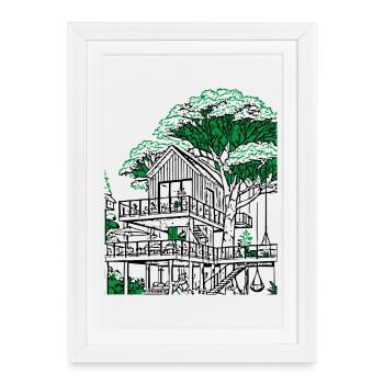 Cabane dans les arbres - Affiche encadrée (27 × 37 cm) - blanc - Devant