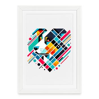 Colorful Abstract Appenzell Cattle Dog Face Art - Framed poster (27 × 37 cm) - white - Front