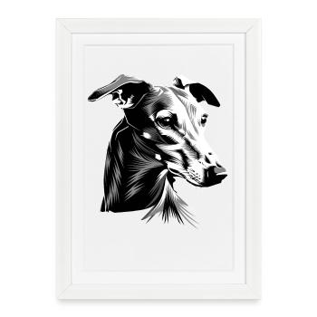 Greyhound Dog Lover Chien de chasse Amour Greyhound - Affiche encadrée (27 × 37 cm) - blanc - Devant