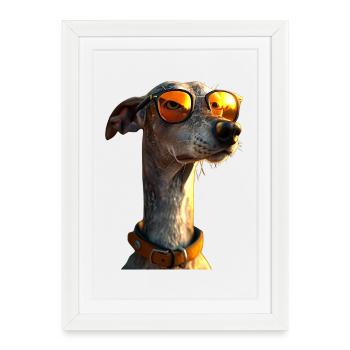 Greyhound Dog Lover Chien de chasse Amour Greyhound - Affiche encadrée (27 × 37 cm) - blanc - Devant