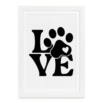 Amour pour les chiens Empreinte de patte - Affiche encadrée (27 × 37 cm) - blanc - Devant