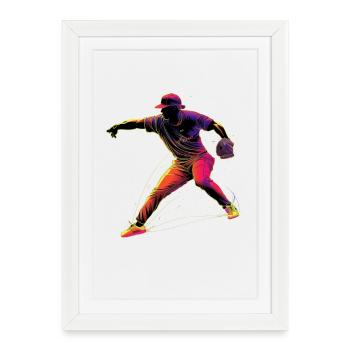 Baseballer Retrowave - Framed poster (27 × 37 cm) - white - Front