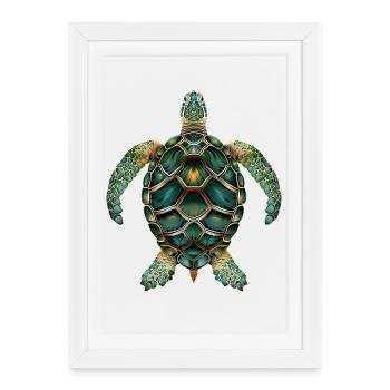 tortue reptiles amoureux tortues mignonnes - Affiche encadrée (27 × 37 cm) - blanc - Devant