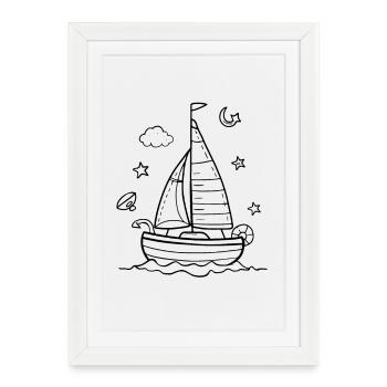 Cartoon Sailing - Framed poster (27 × 37 cm) - white - Front
