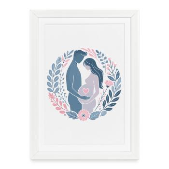 Futur parent amour floral enceinte annonce - Affiche encadrée (27 × 37 cm) - blanc - Devant