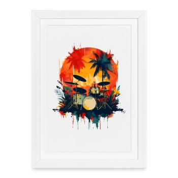 Batterie Look des années 90 - Affiche encadrée (27 × 37 cm) - blanc - Devant