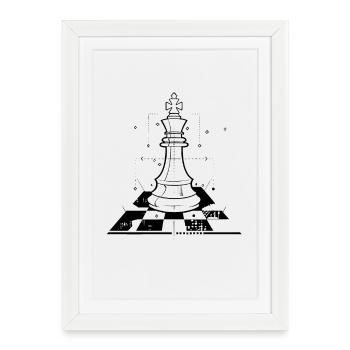 Chess Pieces Drawing - Framed poster (27 × 37 cm) - white - Front
