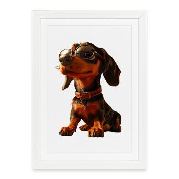 Teckel, Teckel, Teckel miniature, Dachshund Club, Teckel - Affiche encadrée (27 × 37 cm) - blanc - Devant