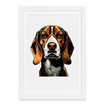 Beagle Chiot Beagles Chien mignon Beagle anglais - Affiche encadrée (27 × 37 cm) - blanc - Devant