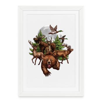 T-shirt pour une idée de cadeau chasseur-chasseur - Affiche encadrée (27 × 37 cm) - blanc - Devant