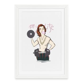 Retro fitness femme illustration - Affiche encadrée (27 × 37 cm) - blanc - Devant