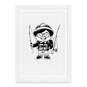 Cartoon Fishing - Framed poster (27 × 37 cm) - white - Front