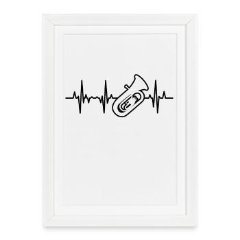Tuba ECG Heartline - Affiche encadrée (27 × 37 cm) - blanc - Devant
