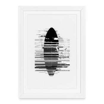 Dessin de planche de surf - Affiche encadrée (27 × 37 cm) - blanc - Devant