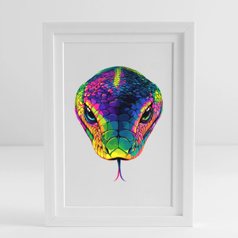 Serpent Python Cobra Mamba Serpent à sonnettes Serpent Affiche encadrée (27 × 37 cm)