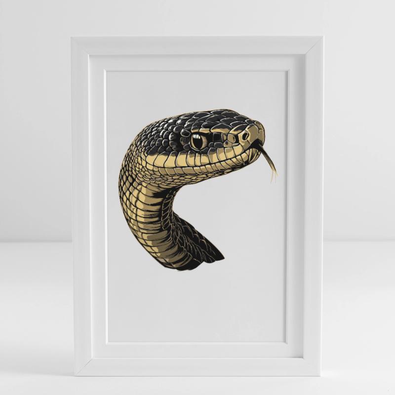 Serpent Python Cobra Mamba Serpent à sonnettes Serpent Affiche encadrée (27 × 37 cm)