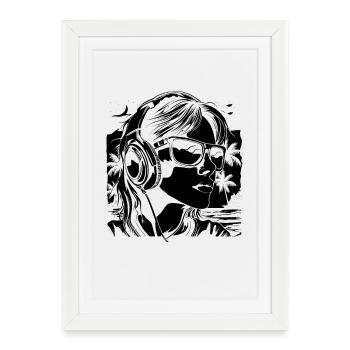 Gaming Girl Sketch - Framed poster (27 × 37 cm) - white - Front