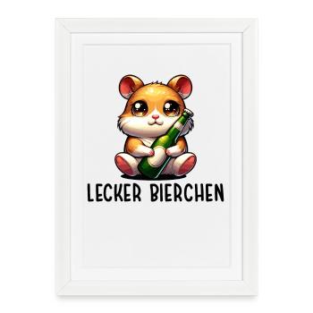 BIÈRE DÉLICIEUSE Triste Hamster Mème - Affiche encadrée (27 × 37 cm) - blanc - Devant